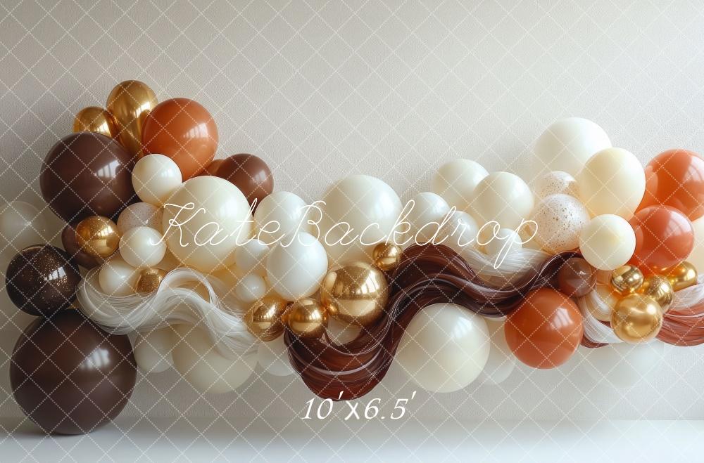 Kate Ballons Vague Marron Cake smash Toile de fond conçue par Mini MakeBelieve - Kate Backdrop FR