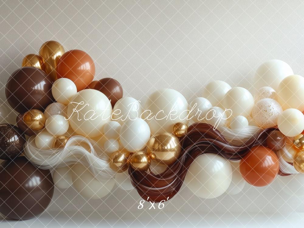 Kate Ballons Vague Marron Cake smash Toile de fond conçue par Mini MakeBelieve - Kate Backdrop FR