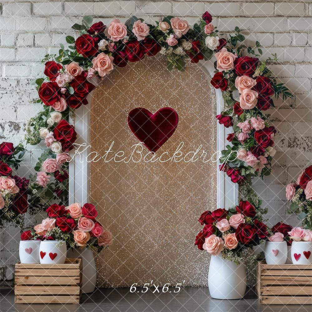 Kate Saint Valentin Arche de Fleurs Cœur Toile de fond conçue par Mini MakeBelieve - Kate Backdrop FR