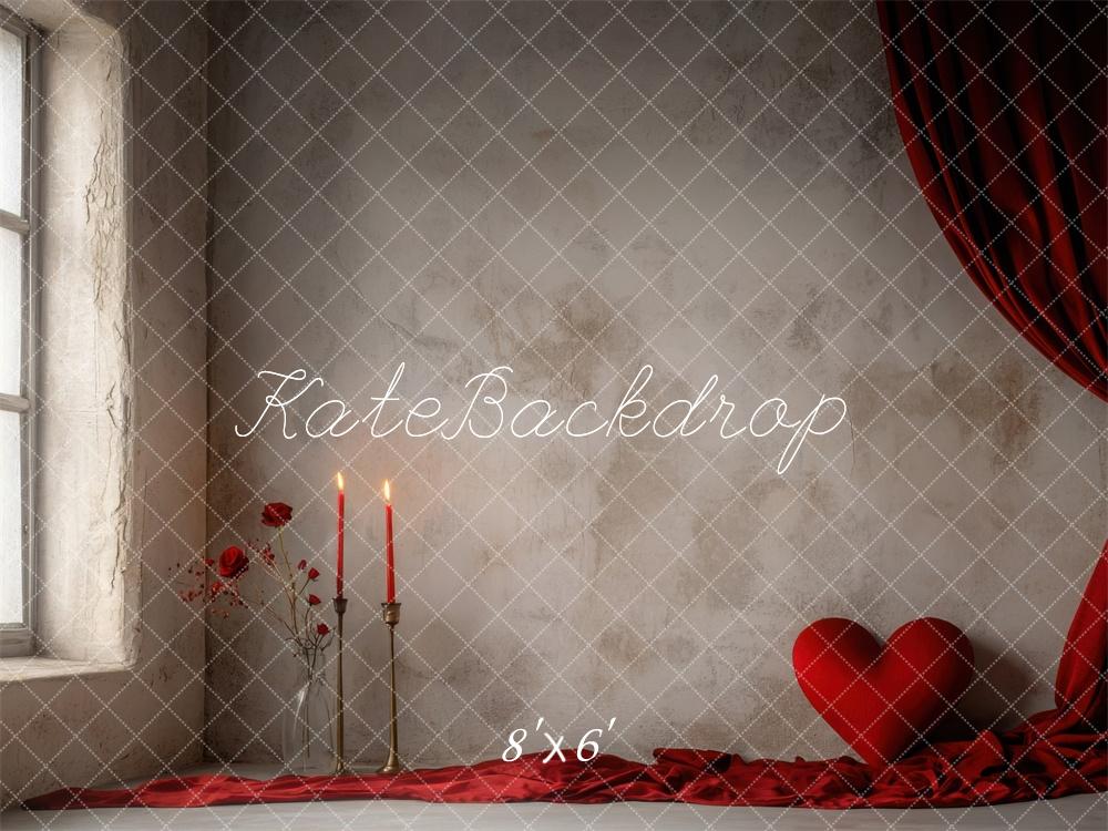 Kate Saint Valentin Simple Romantique Mur Gris Toile de fond conçue par Mini MakeBelieve - Kate Backdrop FR