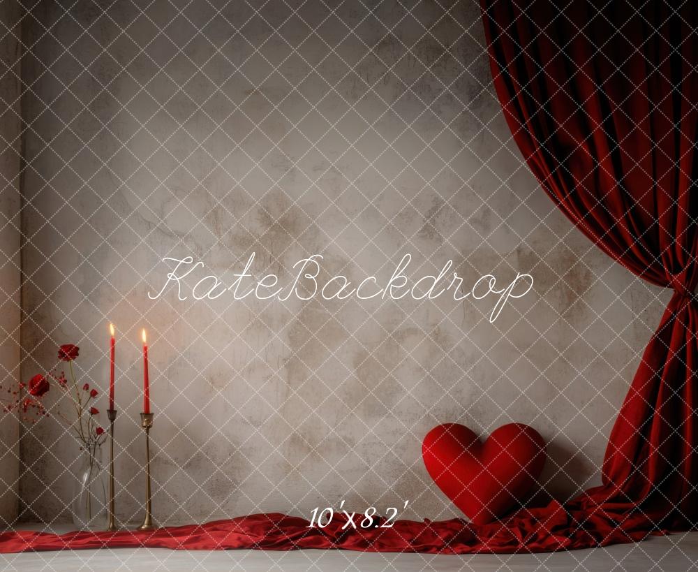 Kate Saint Valentin Simple Romantique Mur Gris Toile de fond conçue par Mini MakeBelieve - Kate Backdrop FR