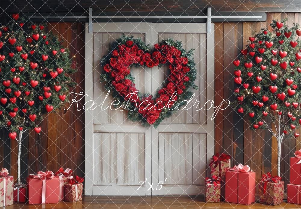 Kate Saint Valentin Arbre Porte Cœurs Cadeaux Toile de fond conçue par Mini MakeBelieve - Kate Backdrop FR