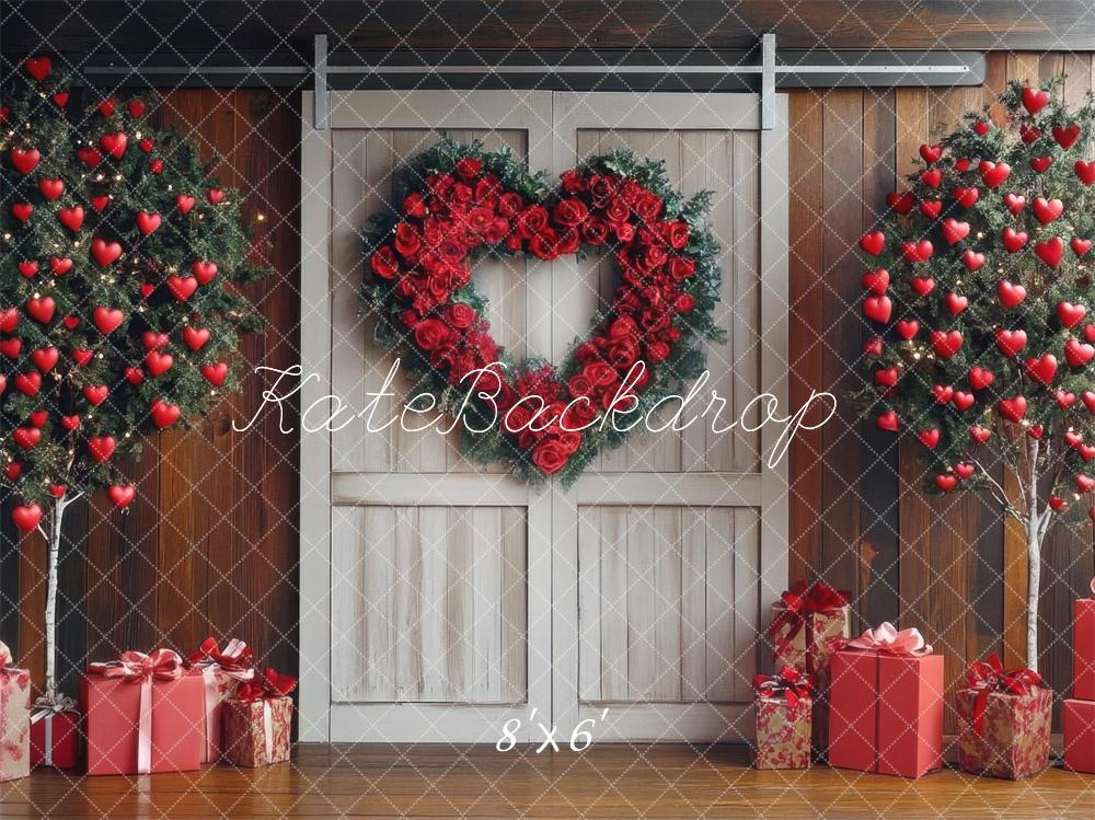 Kate Saint Valentin Arbre Porte Cœurs Cadeaux Toile de fond conçue par Mini MakeBelieve - Kate Backdrop FR