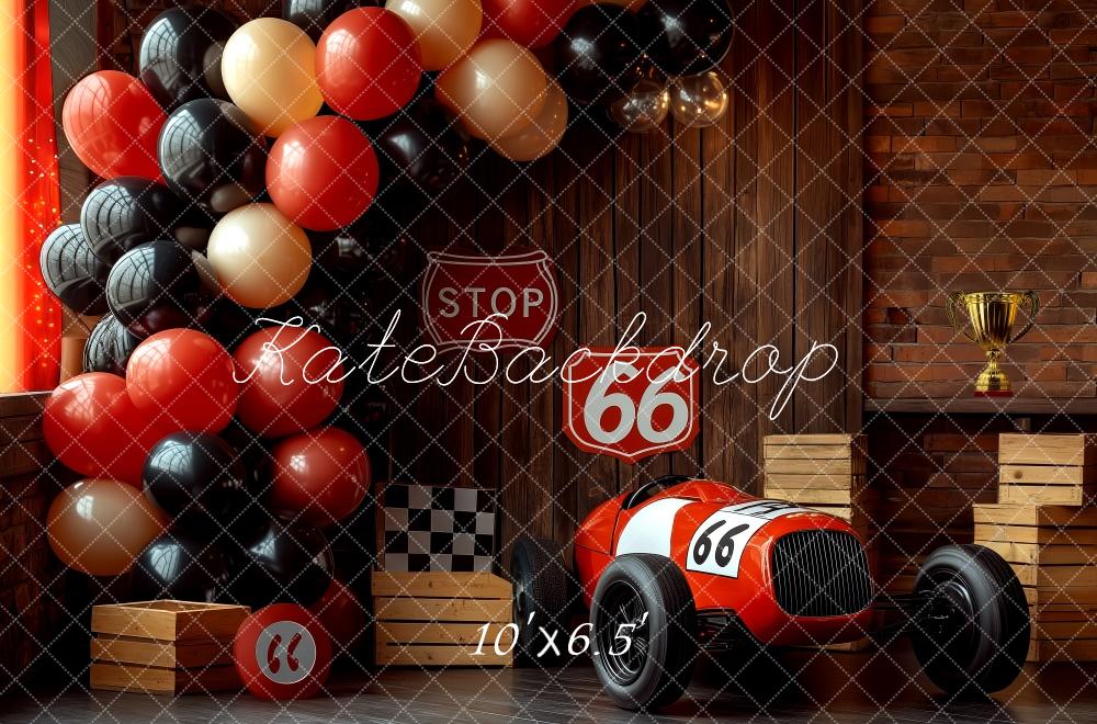 Kate Cake smash Route 66 Voiture de Course Toile de fond conçue par Patty Robert - Kate Backdrop FR