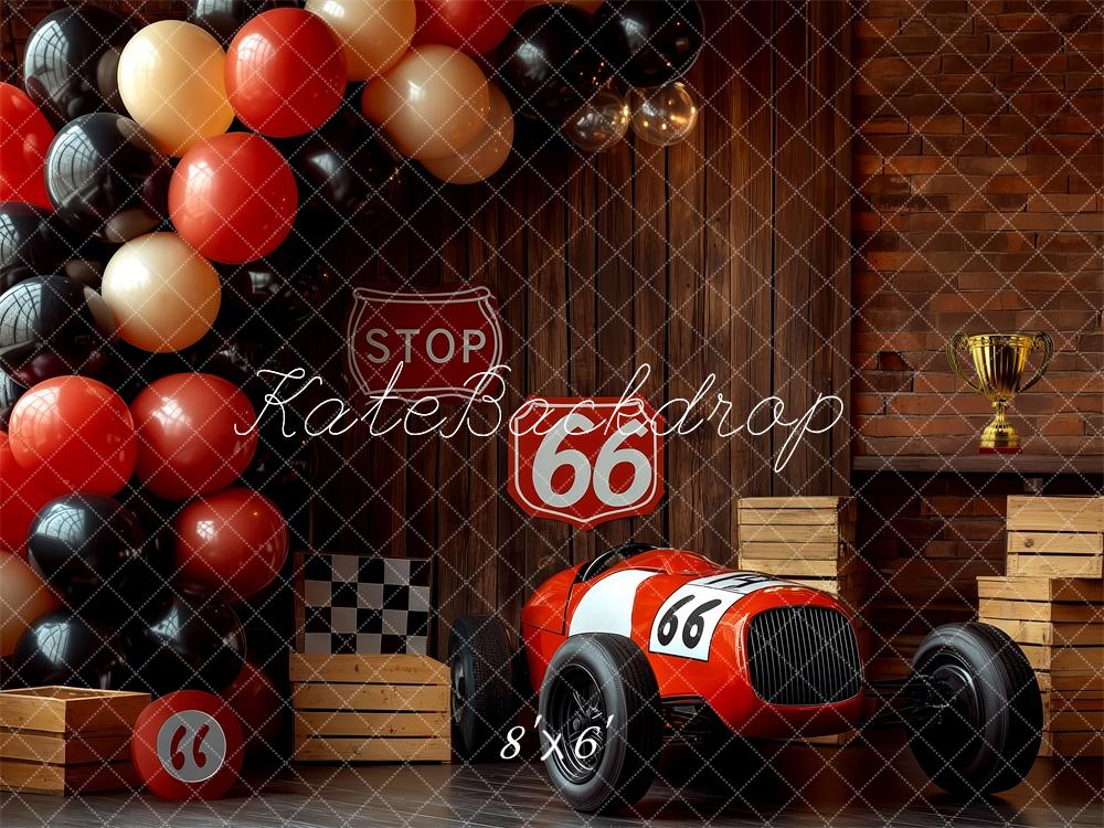 Kate Cake smash Route 66 Voiture de Course Toile de fond conçue par Patty Robert - Kate Backdrop FR