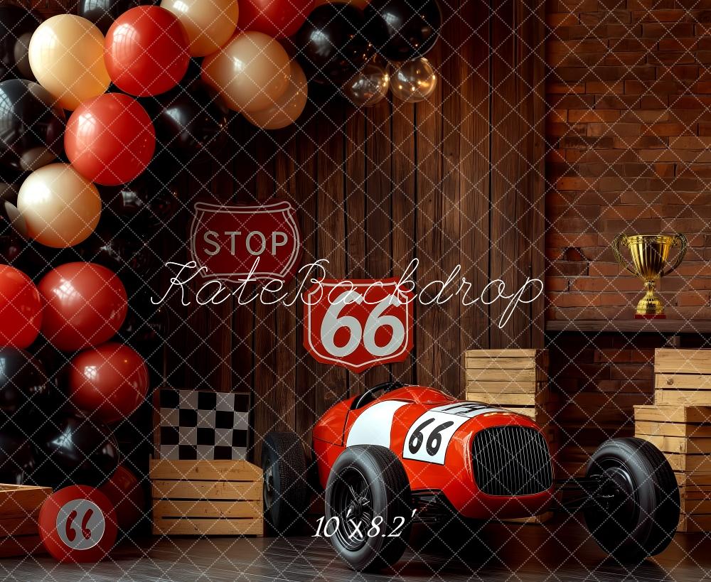 Kate Cake smash Route 66 Voiture de Course Toile de fond conçue par Patty Robert - Kate Backdrop FR