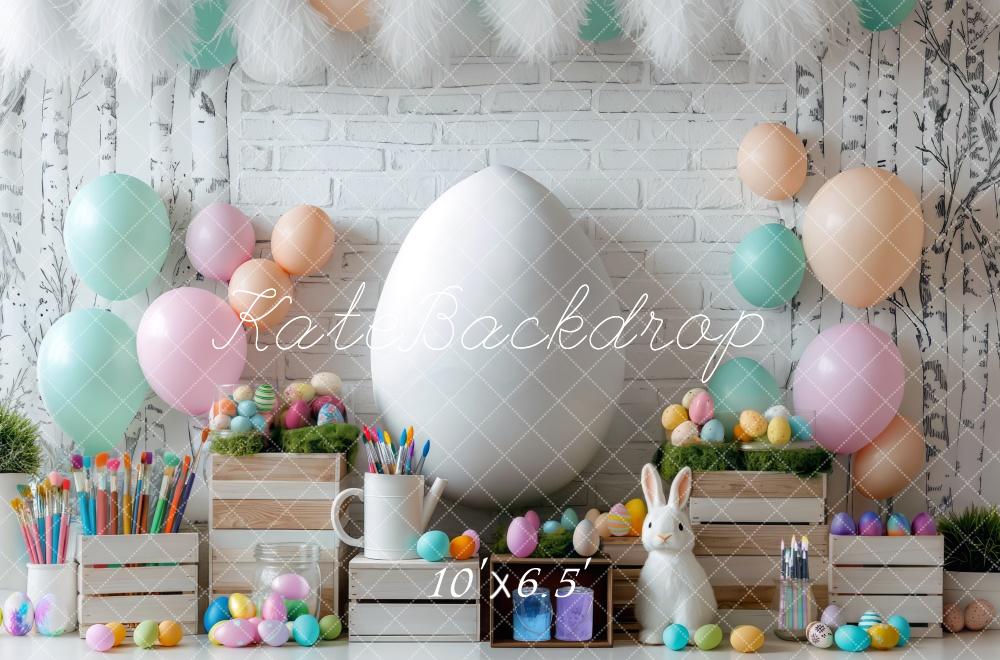 PROMO Kate Pâques Lapin Pastel Œufs Peinture Toile de fond conçue par Mini MakeBelieve - Kate Backdrop FR