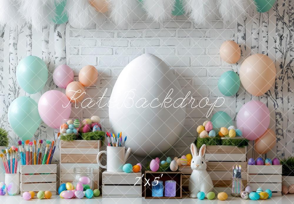 PROMO Kate Pâques Lapin Pastel Œufs Peinture Toile de fond conçue par Mini MakeBelieve - Kate Backdrop FR