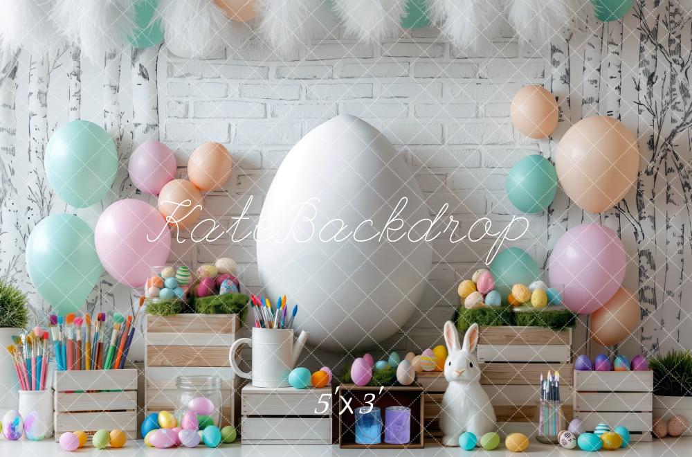 PROMO Kate Pâques Lapin Pastel Œufs Peinture Toile de fond conçue par Mini MakeBelieve - Kate Backdrop FR