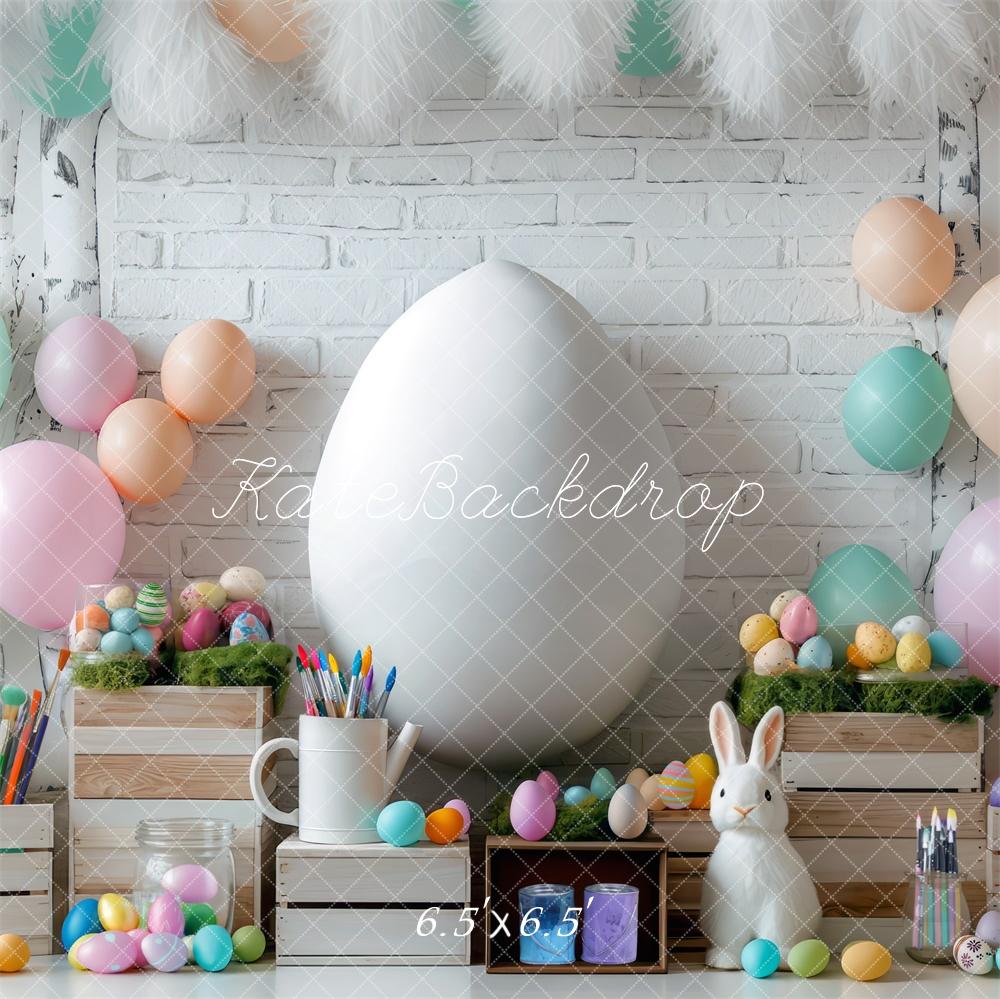 PROMO Kate Pâques Lapin Pastel Œufs Peinture Toile de fond conçue par Mini MakeBelieve - Kate Backdrop FR