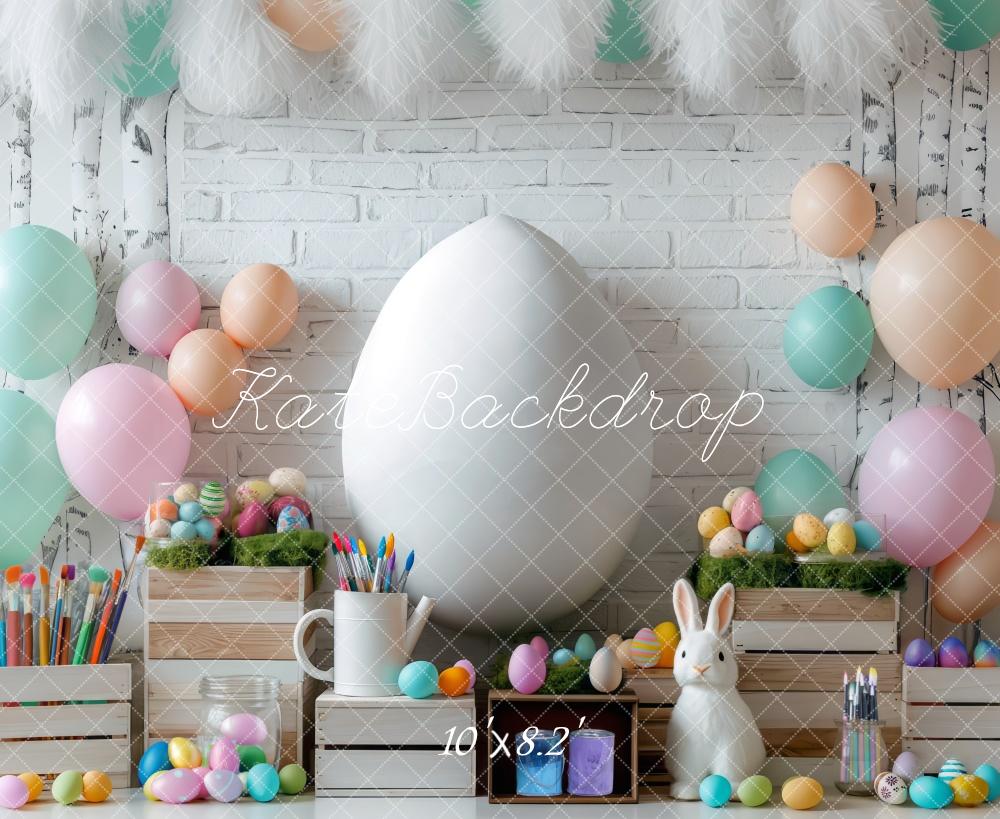 PROMO Kate Pâques Lapin Pastel Œufs Peinture Toile de fond conçue par Mini MakeBelieve - Kate Backdrop FR