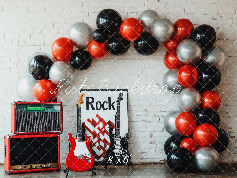 Kate Cake smash Musique Rock Arche de Ballons Toile de fond conçue par Patty Robert - Kate Backdrop FR