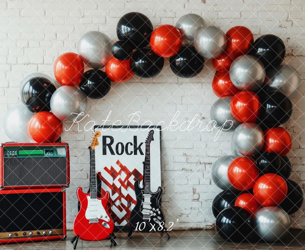 Kate Cake smash Musique Rock Arche de Ballons Toile de fond conçue par Patty Robert - Kate Backdrop FR