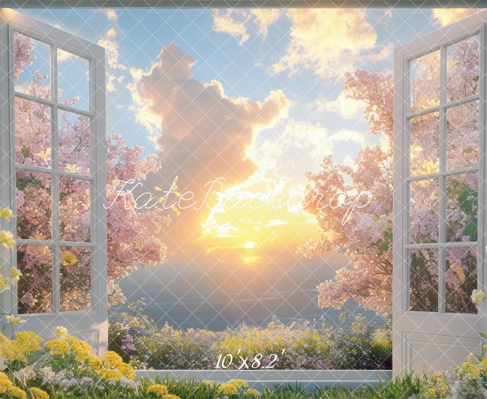 Kate Printemps Nuage Coucher de soleil Fenêtre Toile de fond conçue par Mini MakeBelieve - Kate Backdrop FR