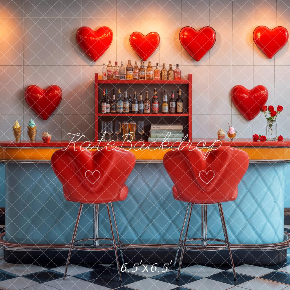 Kate Saint Valentin Bar Rétro Coeur Toile de fond conçue par Chain Photographie - Kate Backdrop FR