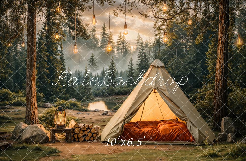 Kate Camping Forêt Tente Lumières Toile de fond conçue par Emetselch - Kate Backdrop FR