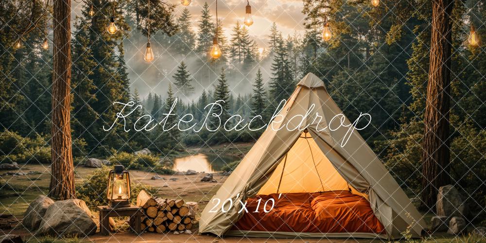 Kate Camping Forêt Tente Lumières Toile de fond conçue par Emetselch - Kate Backdrop FR