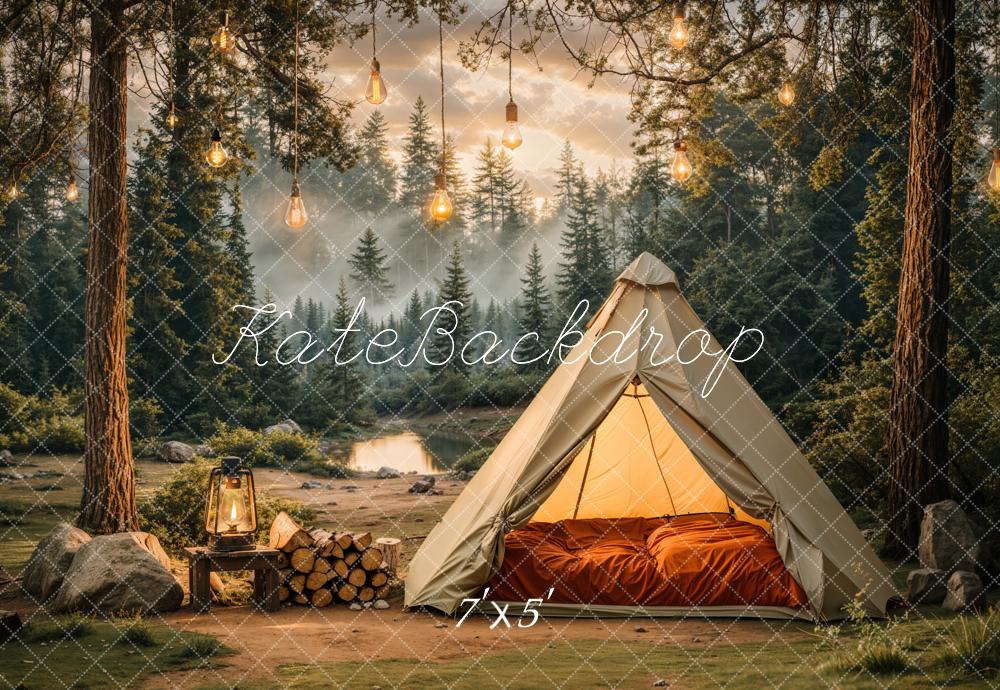 Kate Camping Forêt Tente Lumières Toile de fond conçue par Emetselch - Kate Backdrop FR