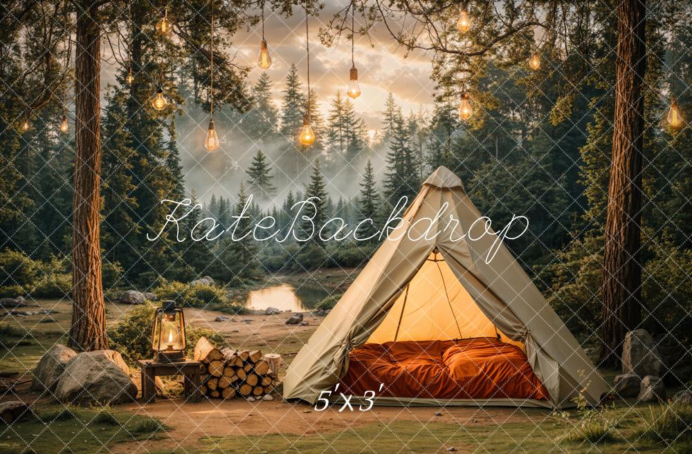 Kate Camping Forêt Tente Lumières Toile de fond conçue par Emetselch - Kate Backdrop FR