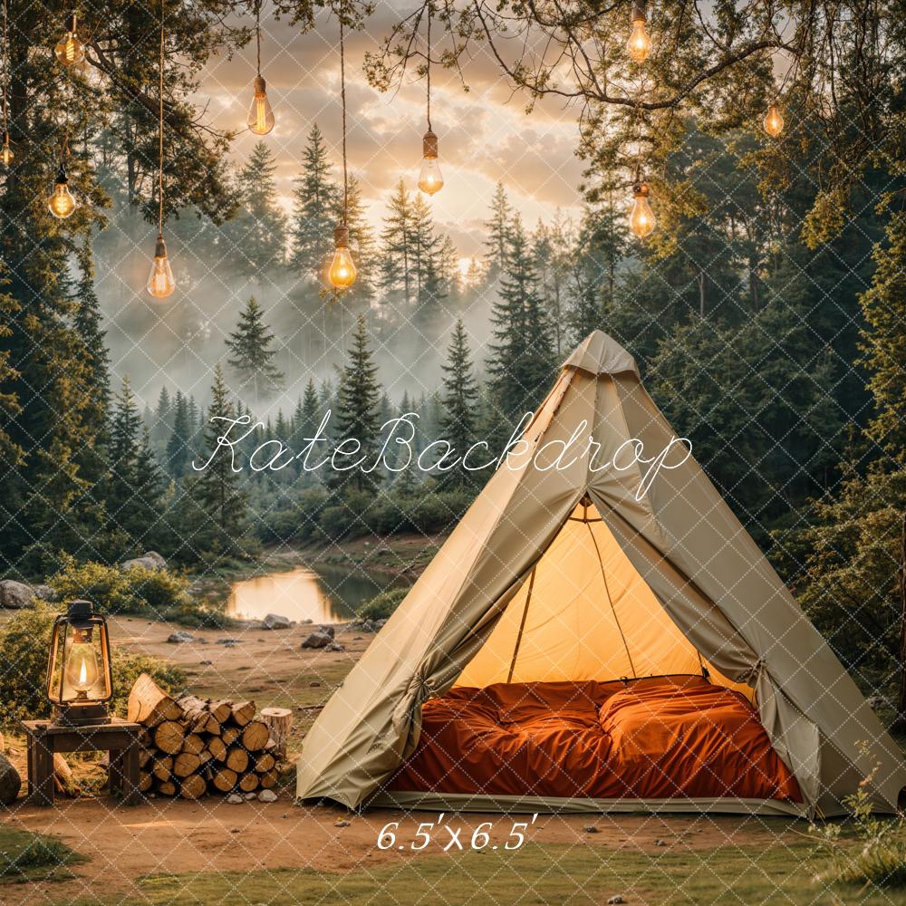 Kate Camping Forêt Tente Lumières Toile de fond conçue par Emetselch - Kate Backdrop FR