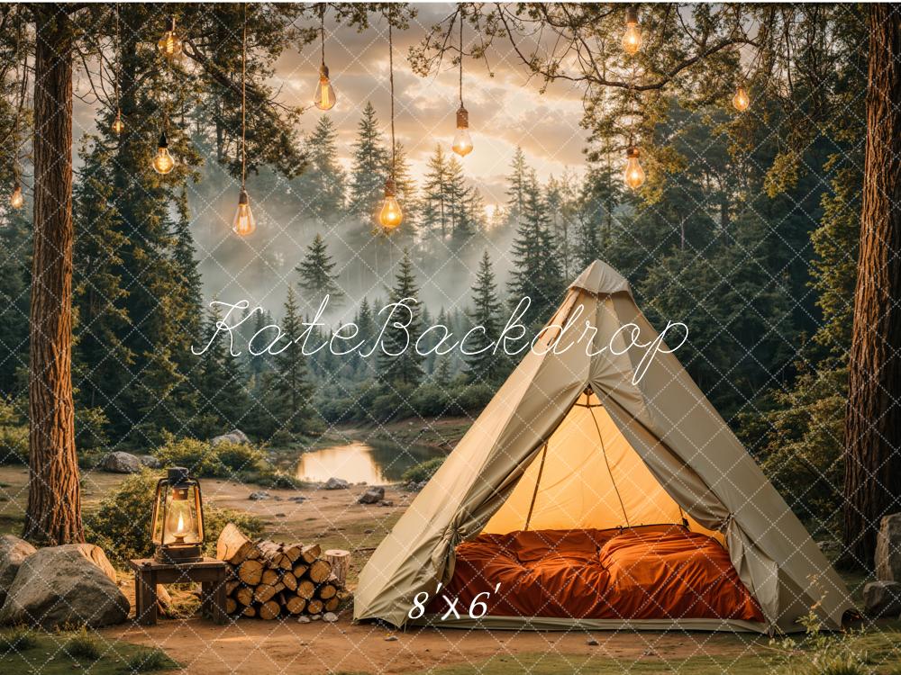 Kate Camping Forêt Tente Lumières Toile de fond conçue par Emetselch - Kate Backdrop FR