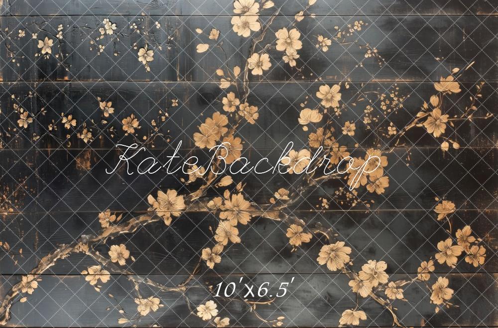 Kate Vintage Fleurs Sombre Mur Sol Toile de fond conçue par Mini MakeBelieve