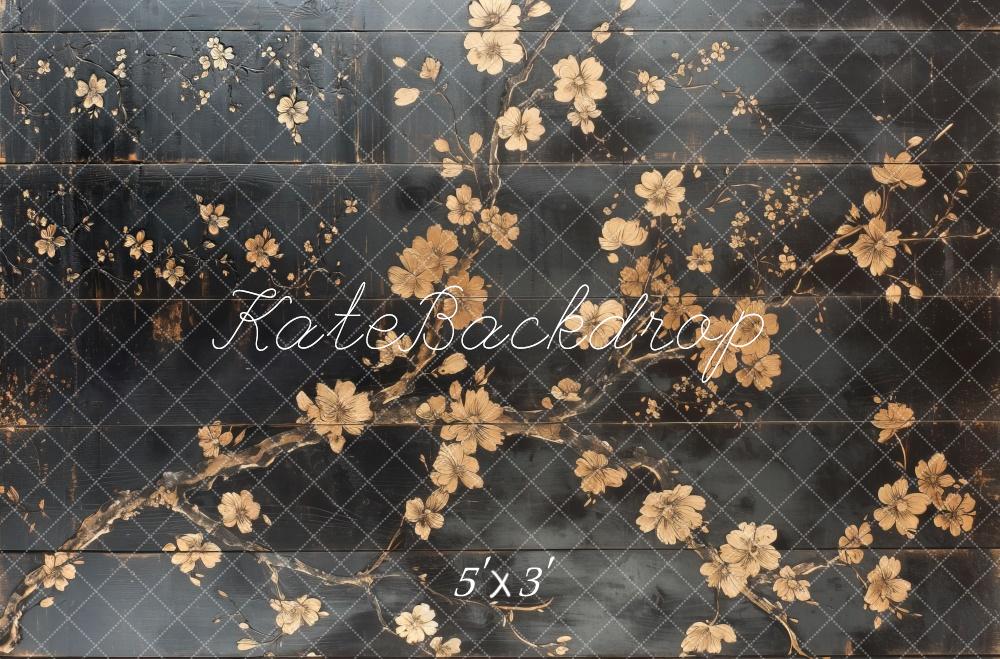 Kate Vintage Fleurs Sombre Mur Sol Toile de fond conçue par Mini MakeBelieve