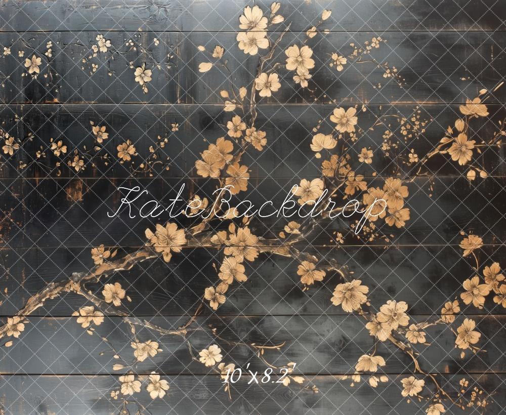 Kate Vintage Fleurs Sombre Mur Sol Toile de fond conçue par Mini MakeBelieve