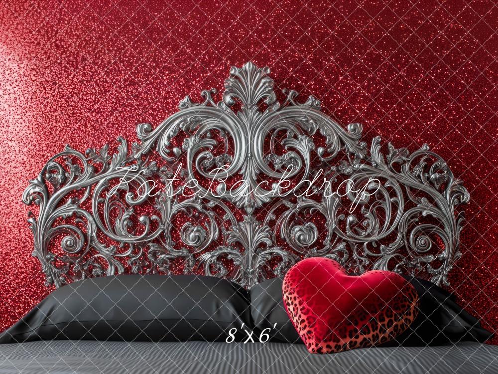 Kate Saint Valentin Tête de lit Paillettes Rouge Toile de fond conçue par Mini MakeBelieve