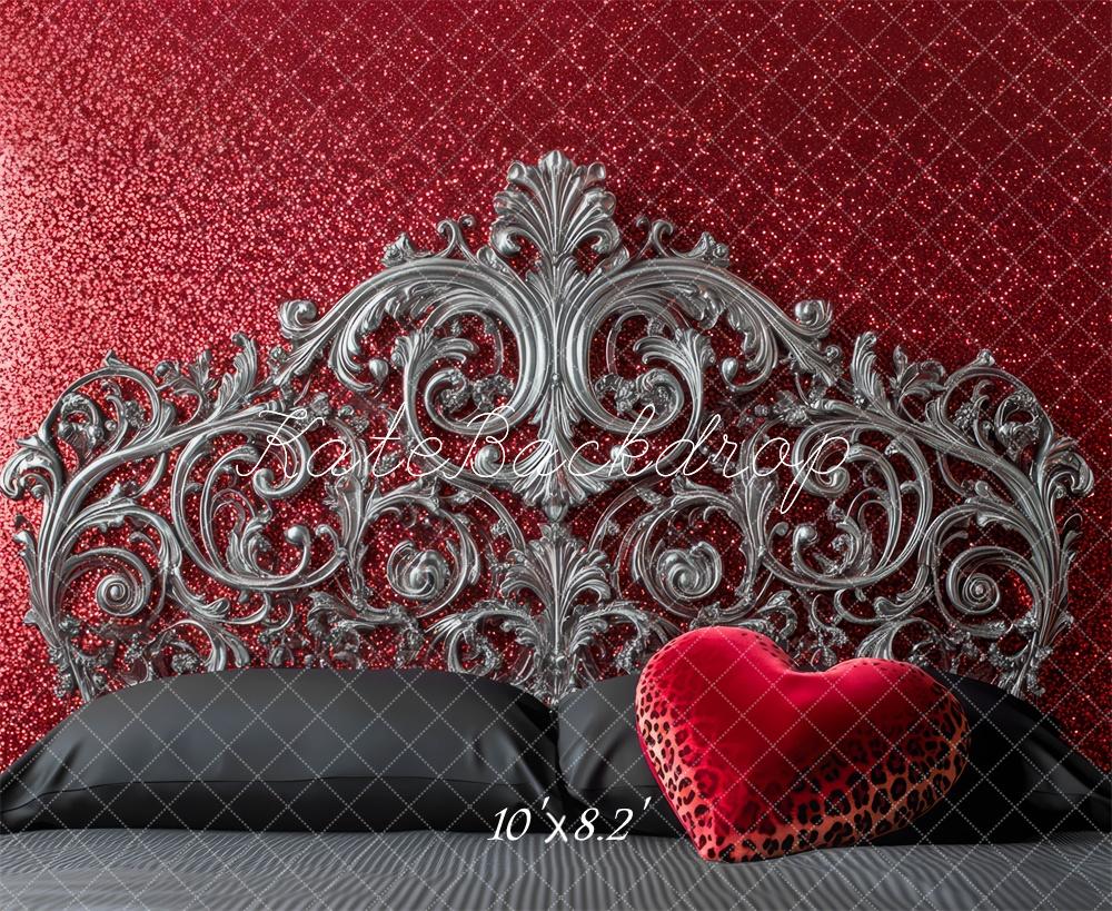 Kate Saint Valentin Tête de lit Paillettes Rouge Toile de fond conçue par Mini MakeBelieve