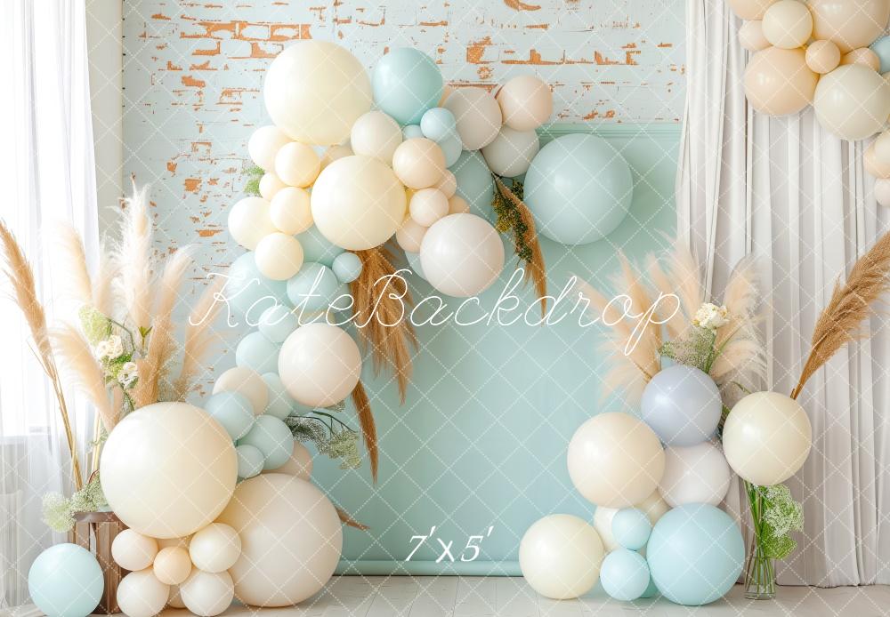 Kate Bohème Pastel Ballon Bleu Anniversaire Toile de fond conçue par Patty Roberts