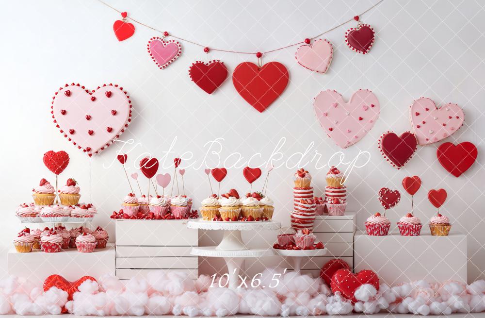 Kate Saint Valentin Petit Gâteau Dessert Rouge Toile de fond conçue par Emetselch