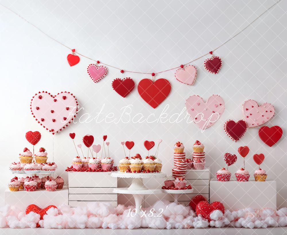 Kate Saint Valentin Petit Gâteau Dessert Rouge Toile de fond conçue par Emetselch