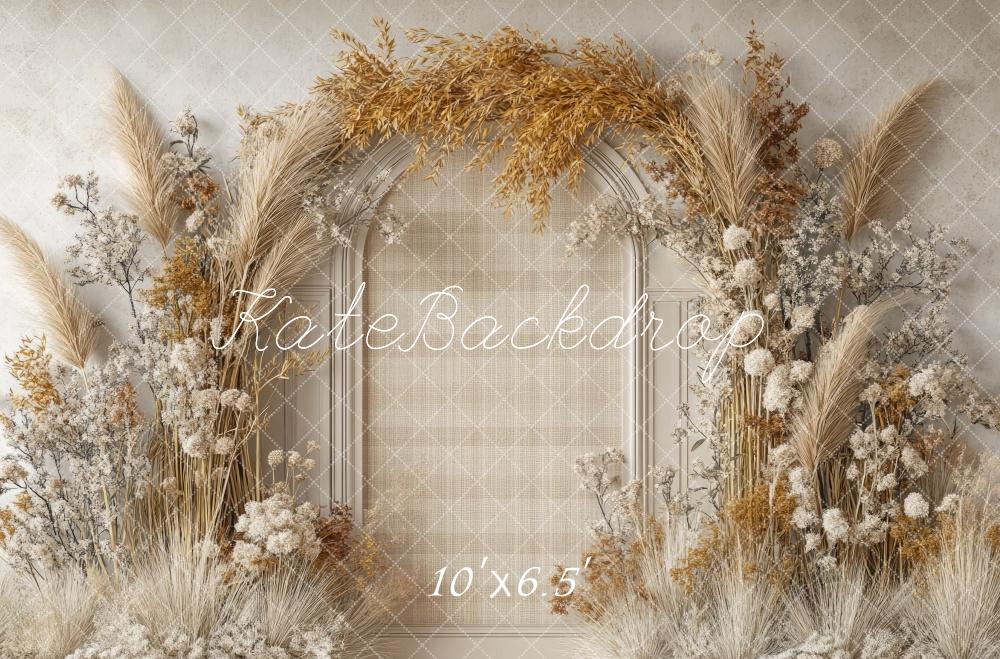 Kate Bohème Florale Arche Beige Classique Toile de fond conçue par Mini MakeBelieve