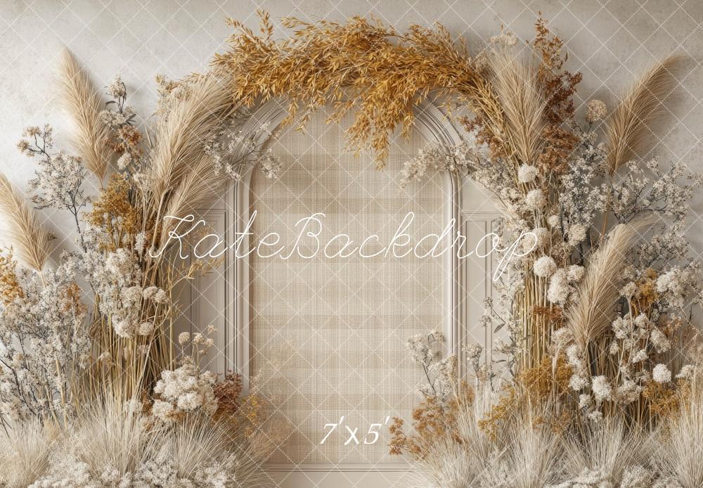 Kate Bohème Florale Arche Beige Classique Toile de fond conçue par Mini MakeBelieve