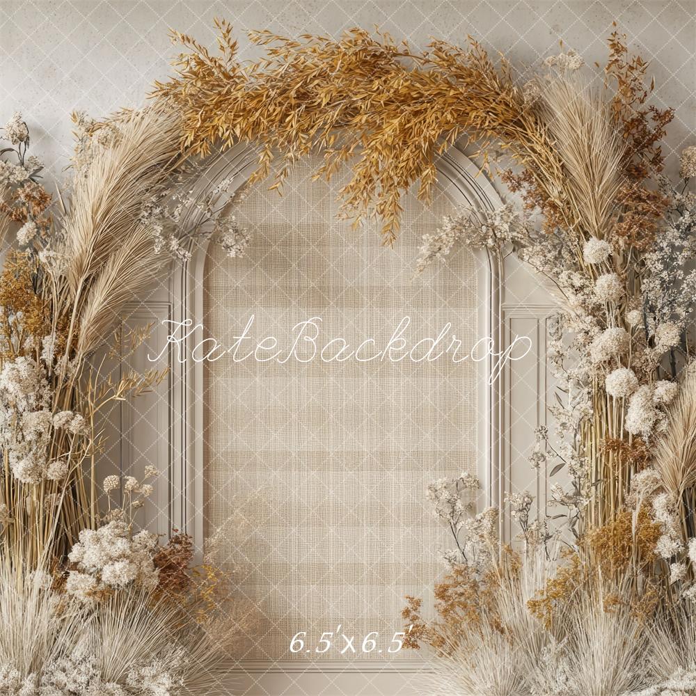 Kate Bohème Florale Arche Beige Classique Toile de fond conçue par Mini MakeBelieve