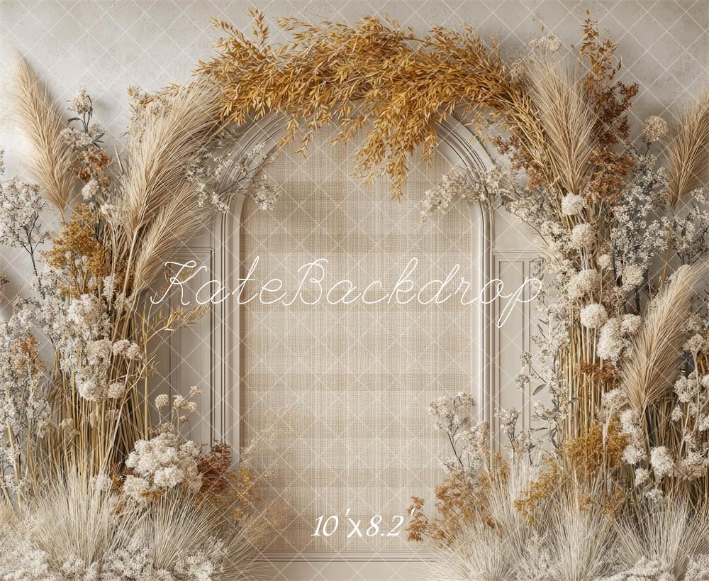 Kate Bohème Florale Arche Beige Classique Toile de fond conçue par Mini MakeBelieve