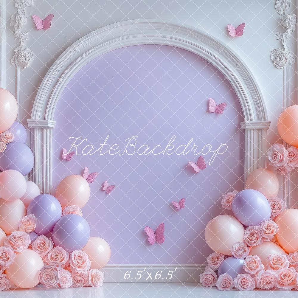 Kate Ballons Fleurs Arche Papillon Rétro Anniversaire Toile de fond conçue par Mini MakeBelieve