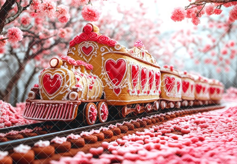 Kate Saint Valentin Train de Biscuits Fleurs Toile de fond conçue par Mini MakeBelieve