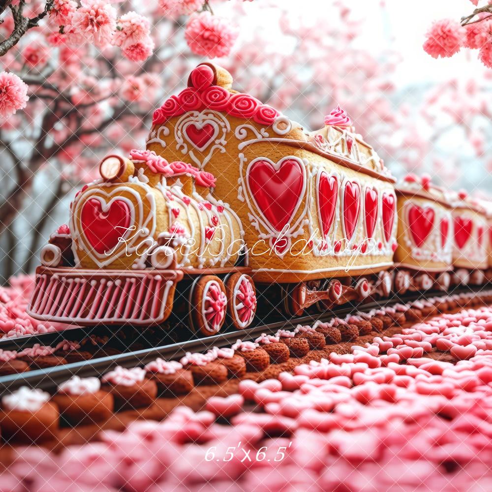 Kate Saint Valentin Train de Biscuits Fleurs Toile de fond conçue par Mini MakeBelieve