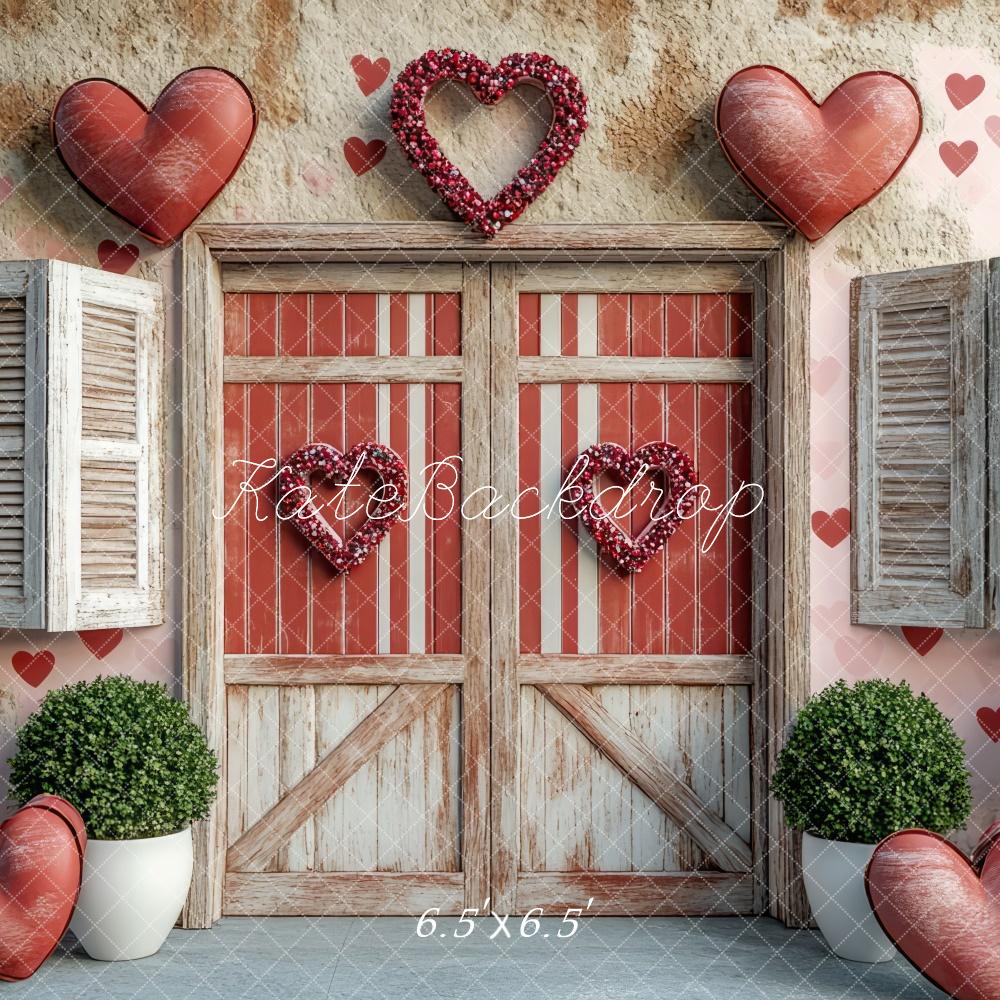 Kate Saint Valentin Cœur Porte Rustique Toile de fond conçue par Mini MakeBelieve