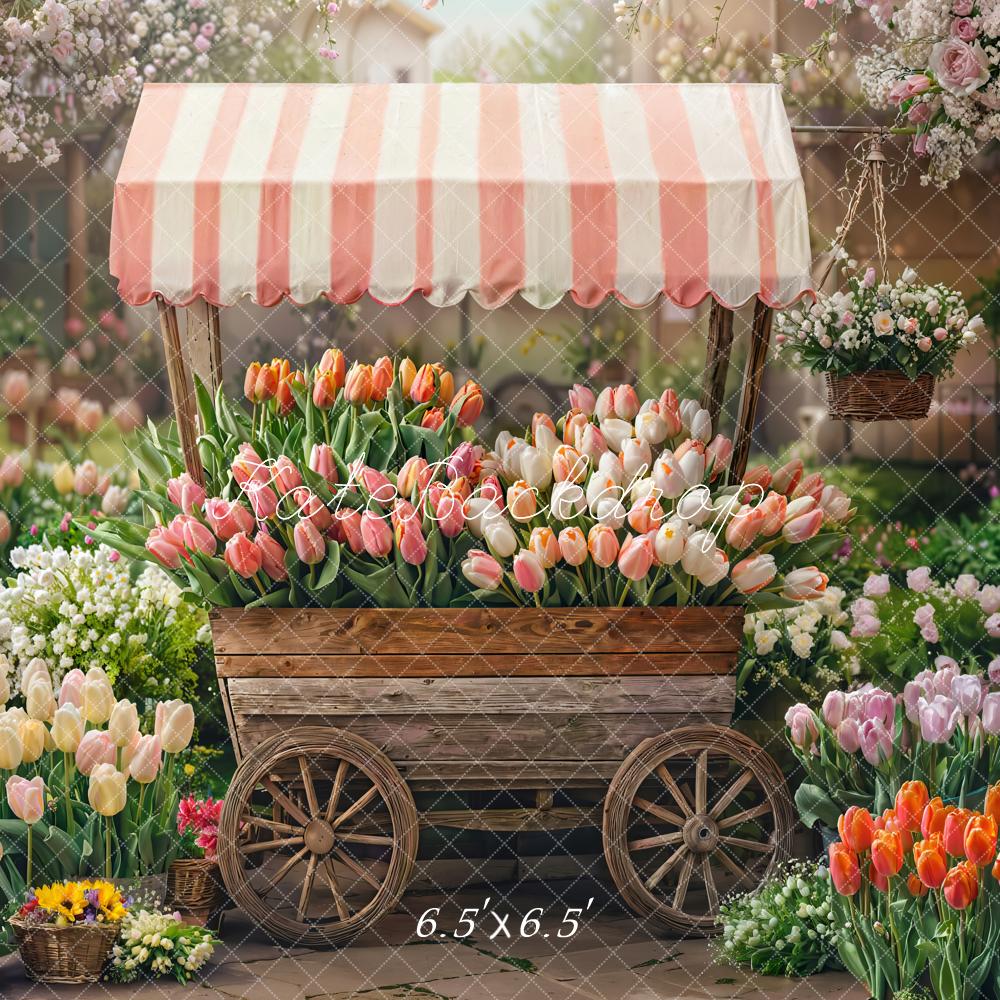 Kate Printemps Chariot de fleurs Tulipes Jardin Toile de fond conçue par Emetselch