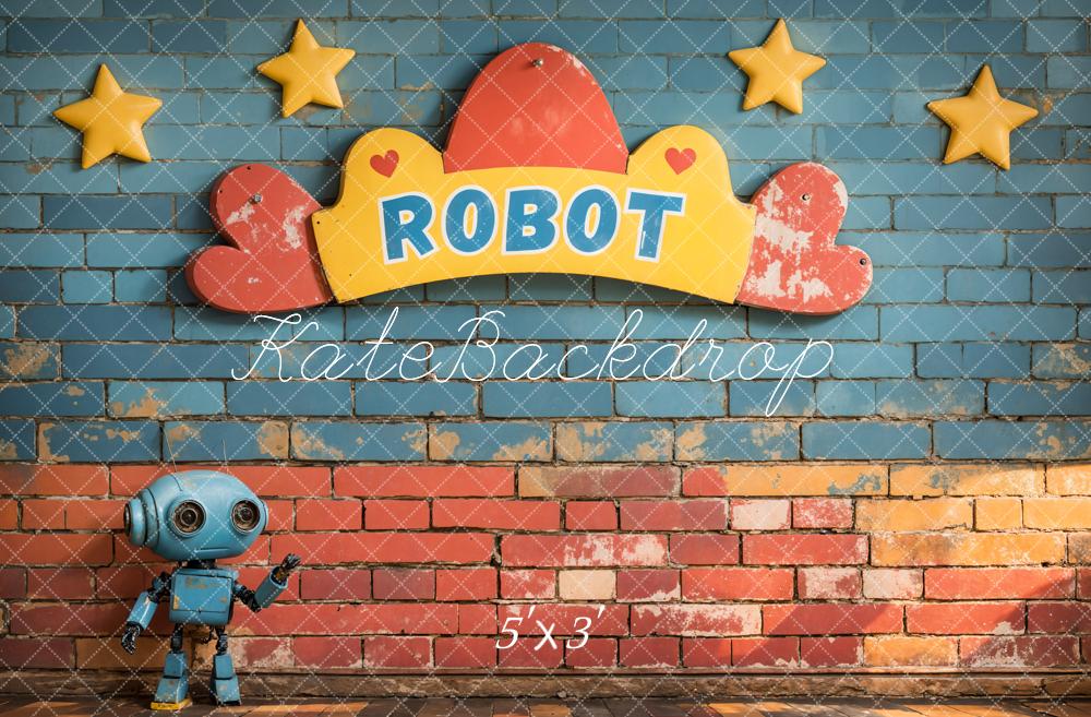 Kate Robot Étoiles Mur de briques Enfant Toile de fond conçue par Emetselch