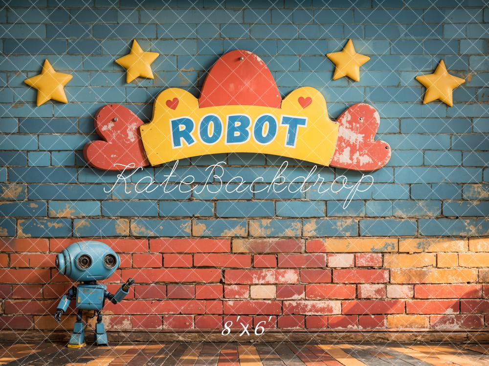 Kate Robot Étoiles Mur de briques Enfant Toile de fond conçue par Emetselch