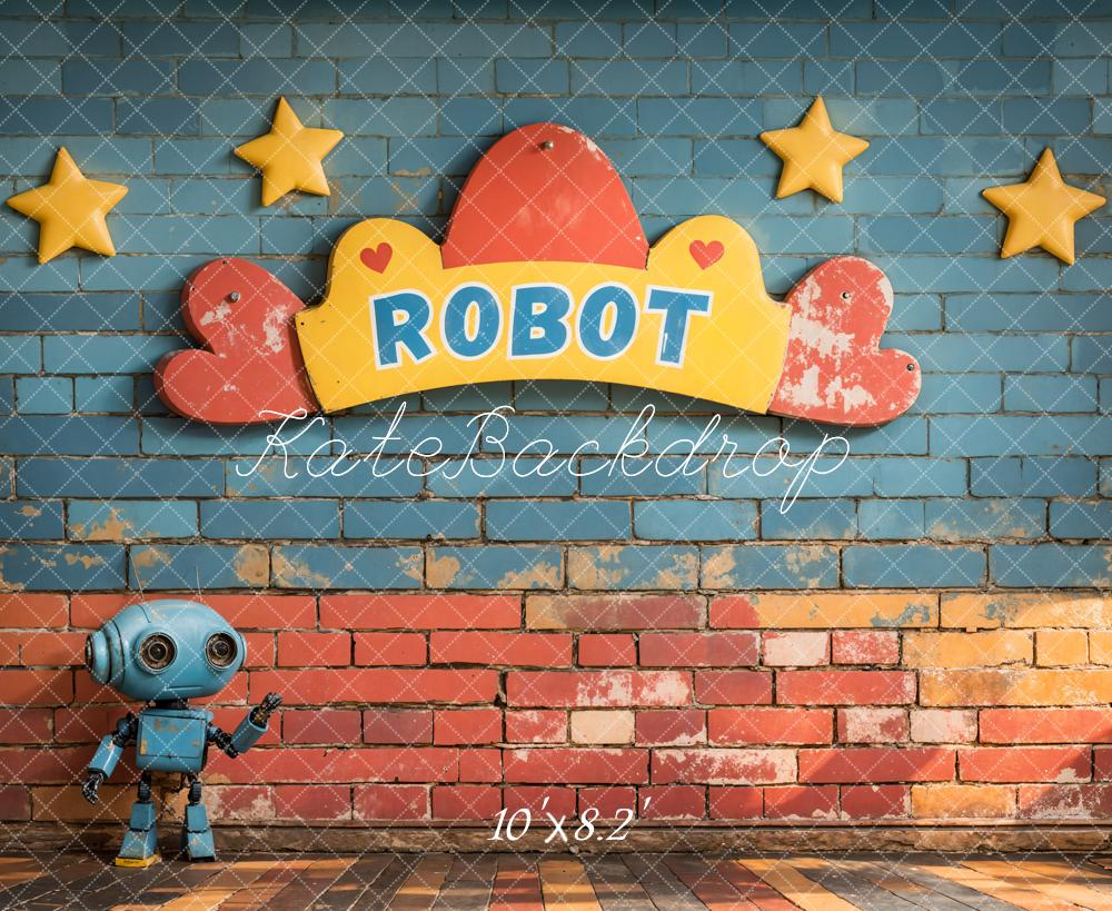 Kate Robot Étoiles Mur de briques Enfant Toile de fond conçue par Emetselch