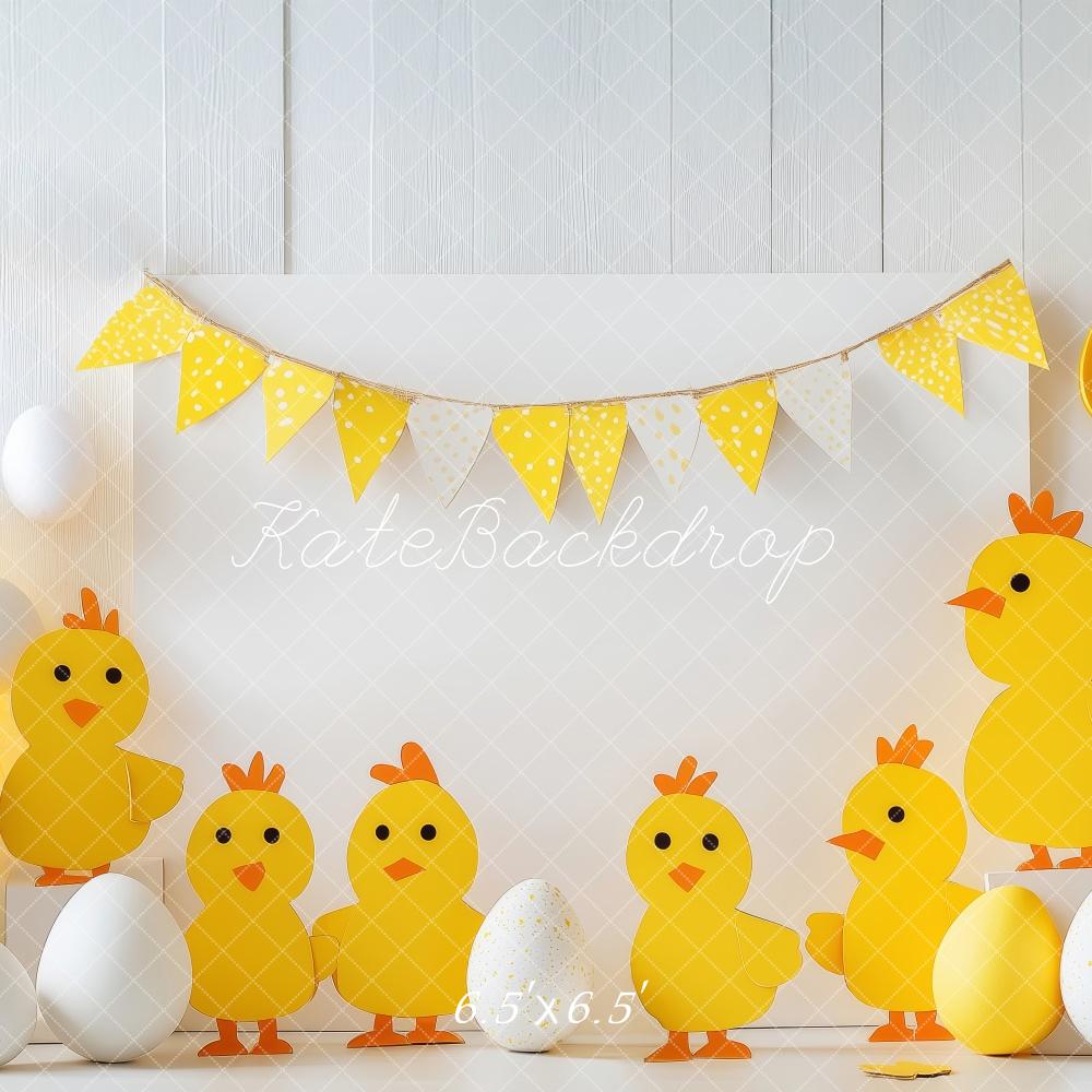 Kate Poussins Pâques Jaune Oeufs Toile de fond conçue par Patty Roberts