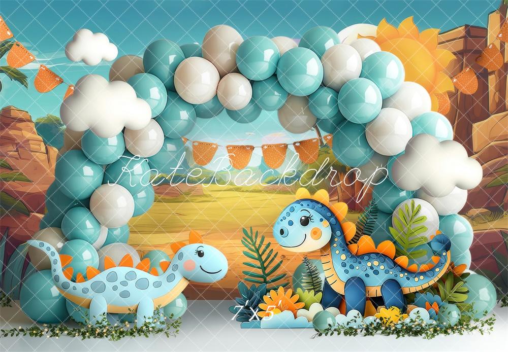 Kate Dinosaure Ballons Arche Cake Smash Toile de fond conçue par Laura Bybee