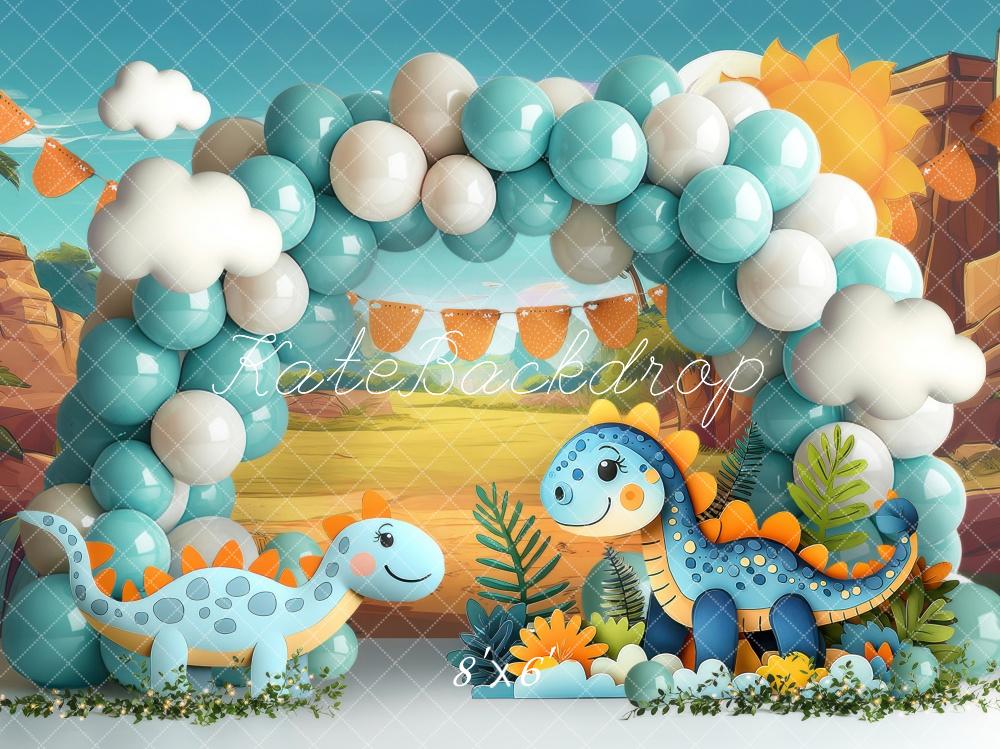 Kate Dinosaure Ballons Arche Cake Smash Toile de fond conçue par Laura Bybee