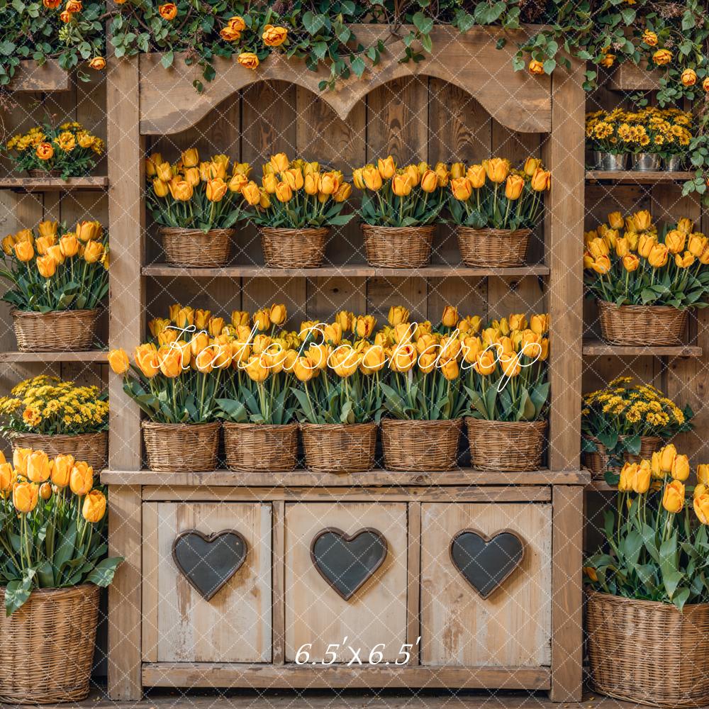 Kate Printemps Tulipe Étagère à Fleurs Rustique Toile de fond conçue par Emetselch