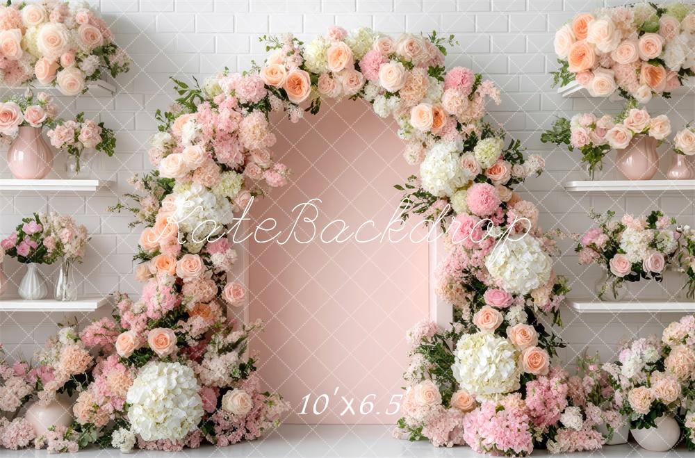 Kate Mariage Printemps Fleur Arche Rose Toile de fond conçue par Mini MakeBelieve